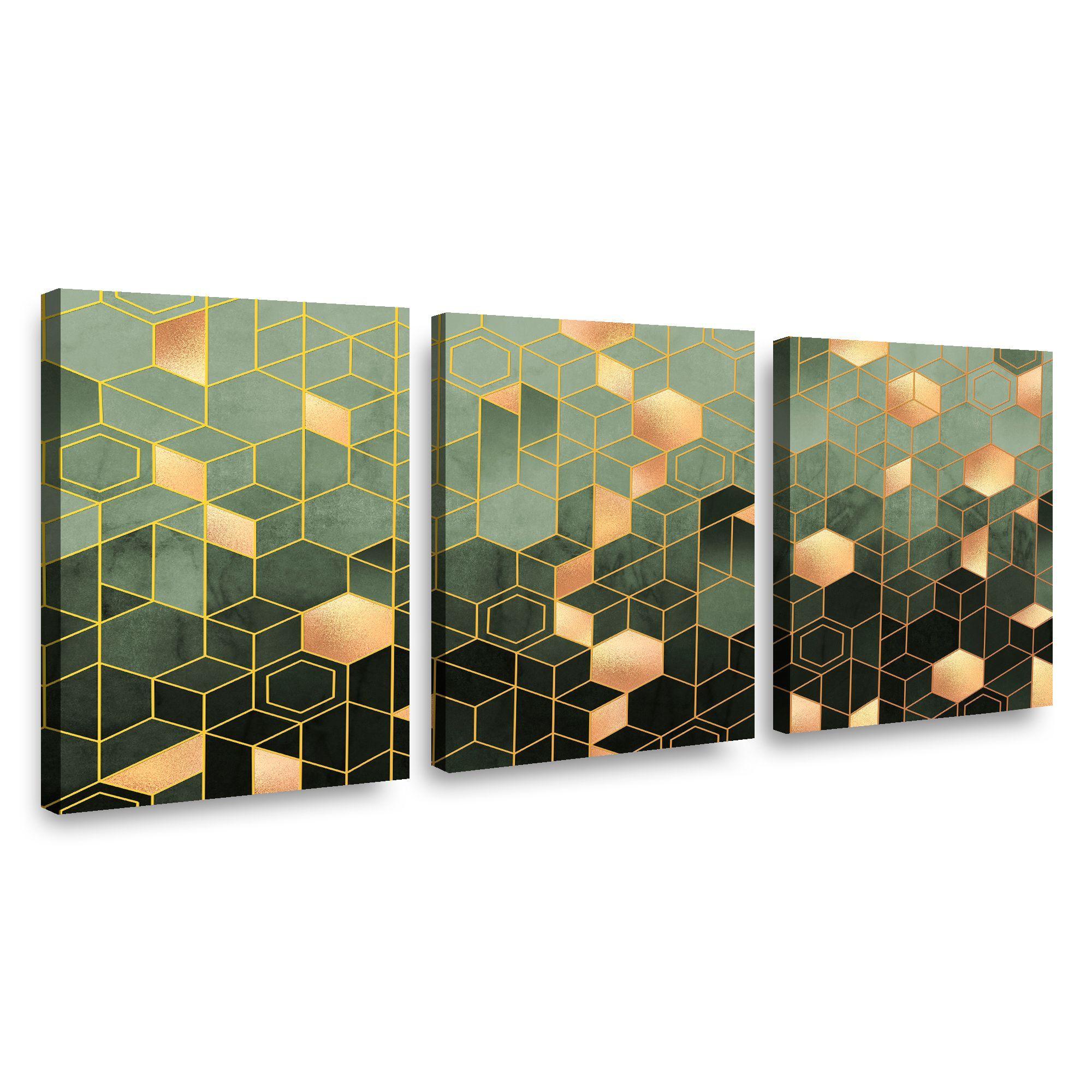Canvas trio Hexagonos 70x50cm.-0