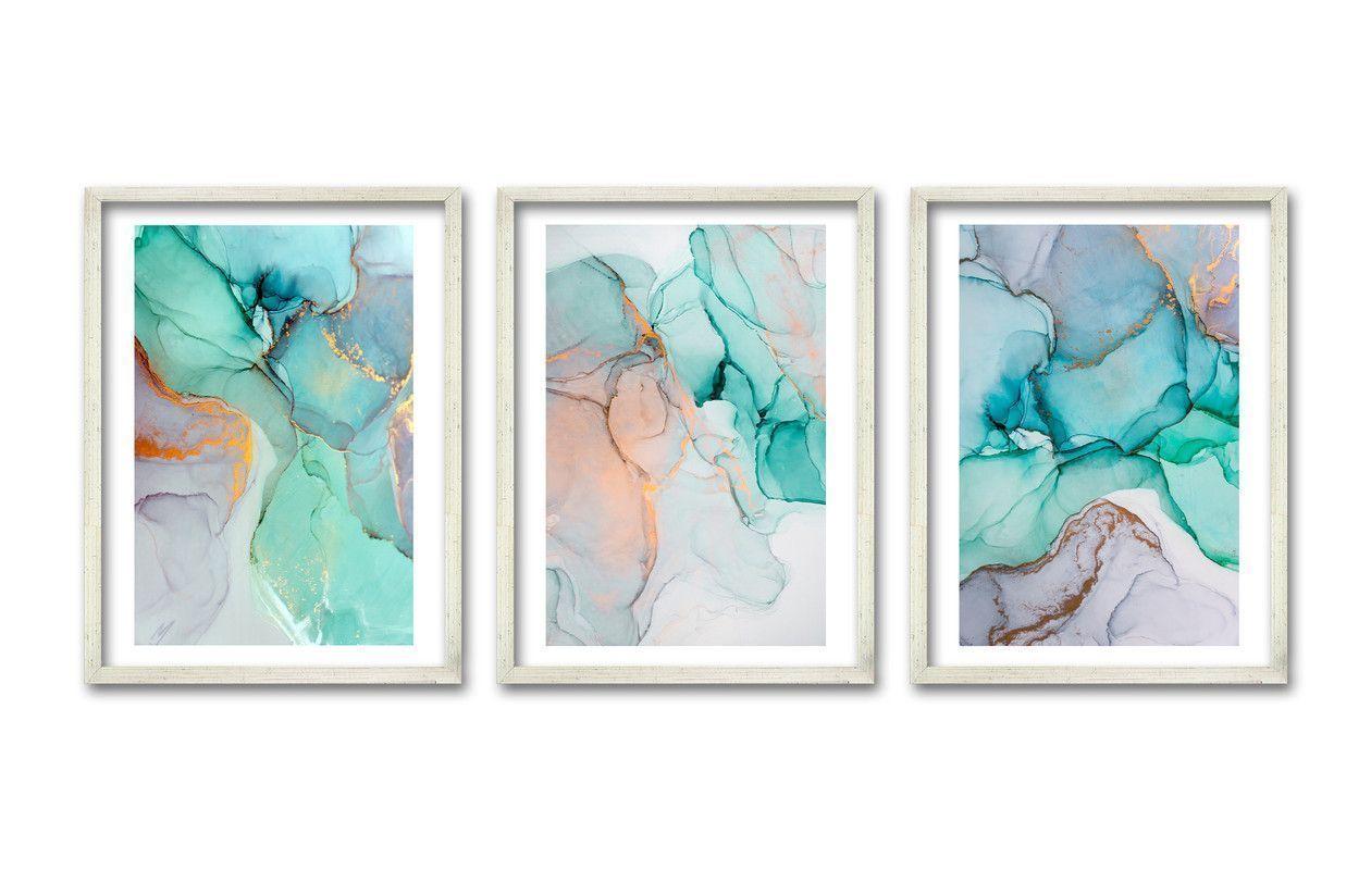 Cuadro Trio Plateado 40x30cms Marmol-0