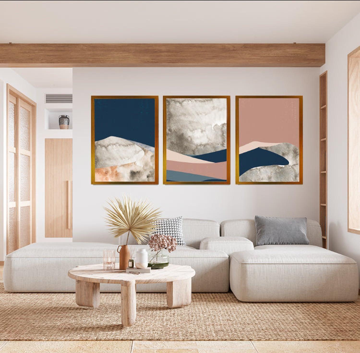 Cuadro Trio Dorado Montañas Gold - 40x30 cm-1