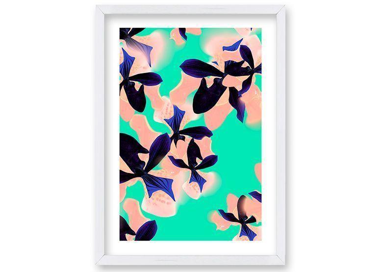 Cuadro 50x35 cm ilustración Flores neon-0