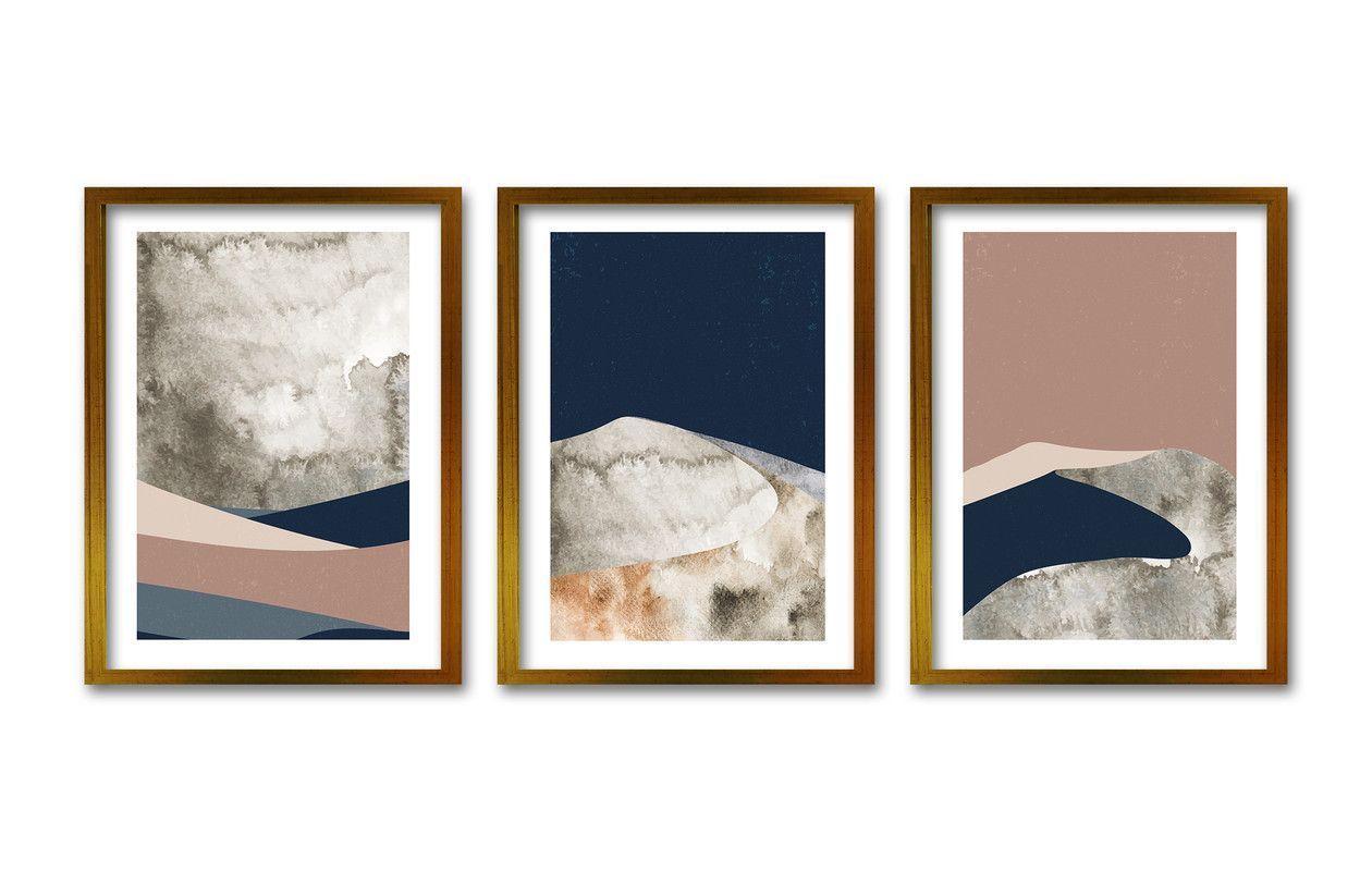 Cuadro Trio Dorado 70x50cms Montañas Gold-0