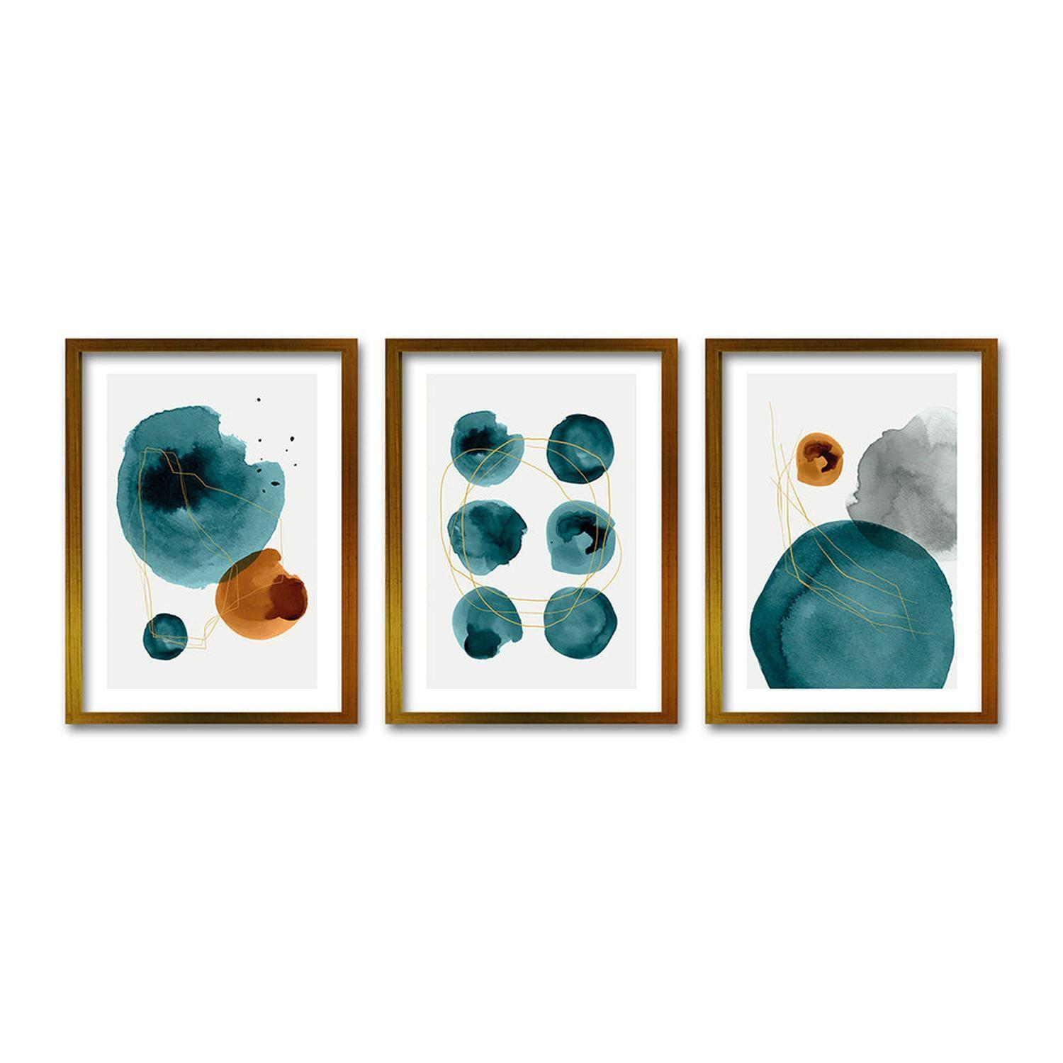 Cuadro Trio Dorado Turquoise-0