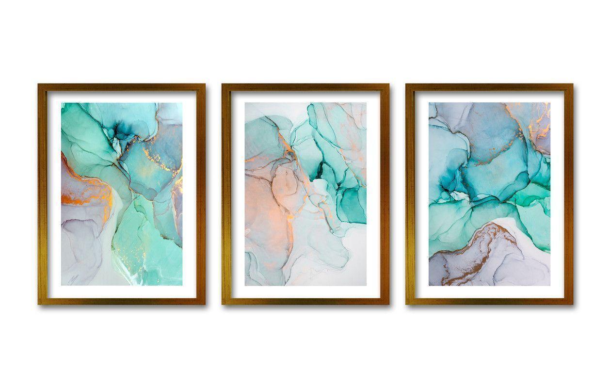 Cuadro Trio Dorado 50x35cms Marmol-0