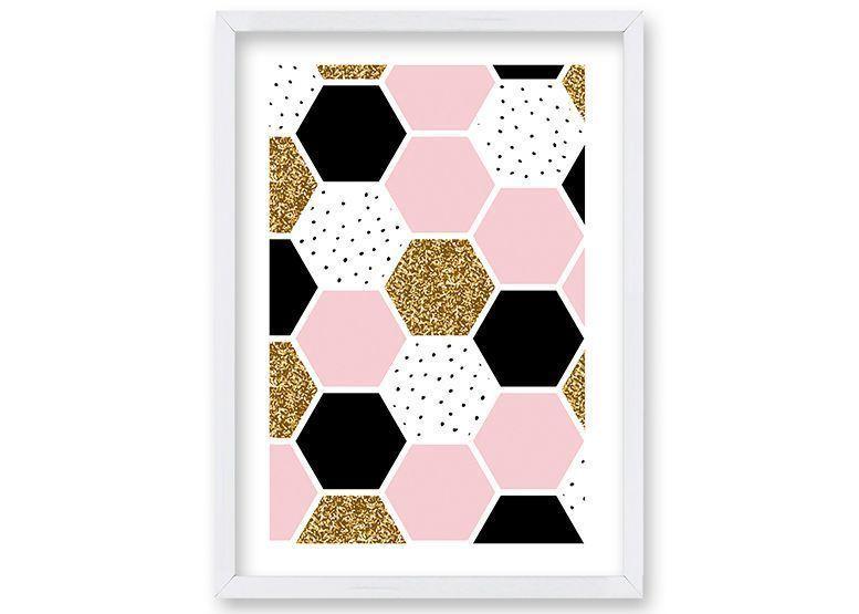 Cuadro 40x30 cm ilustración Panal rosa-0