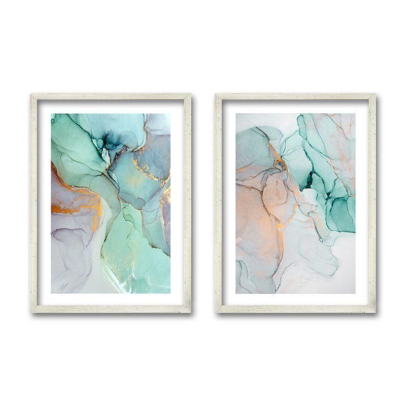 Cuadro Duo Plateado 50x35cms Marmol II-0