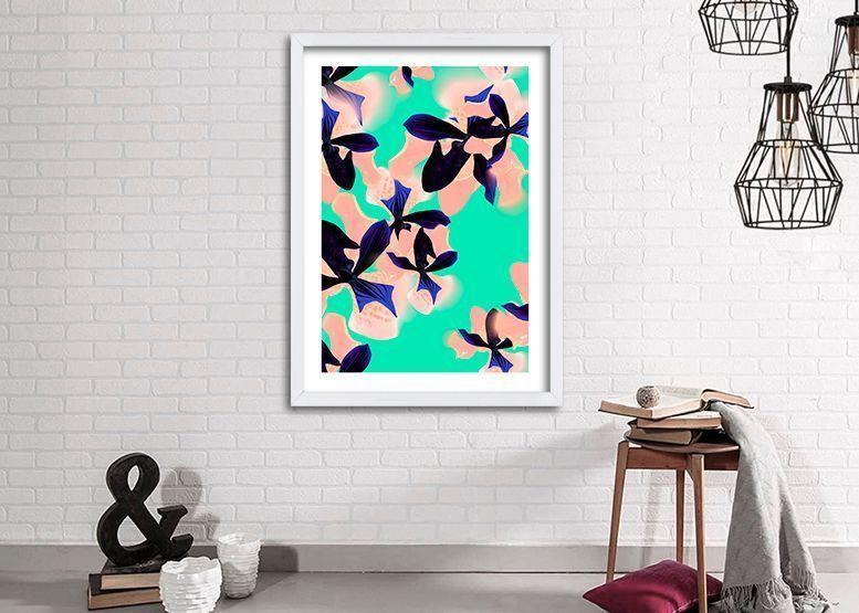 Cuadro 40x30 cm ilustración Flores neon-1