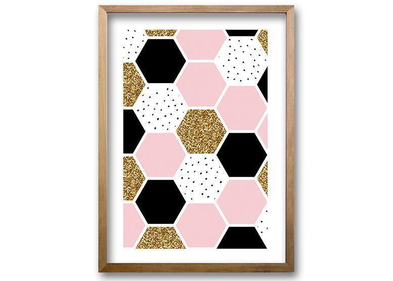 Cuadro 50x35 cm ilustración Panal rosa-0