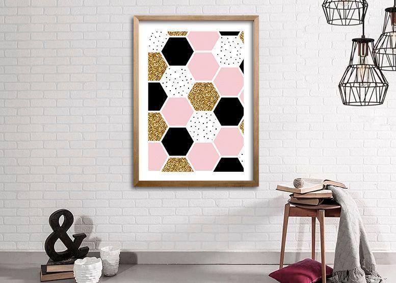 Cuadro 50x35 cm ilustración Panal rosa-1