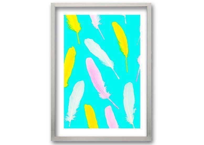Cuadro 70x50 cm ilustración Plumas neon-0