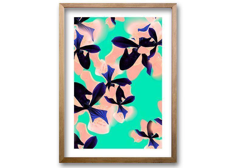 Cuadro 70x50 cm ilustración Flores neon-0