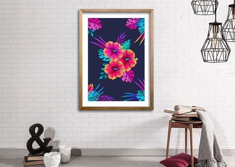 Cuadro 70x50 cm ilustración Hibiscus-1