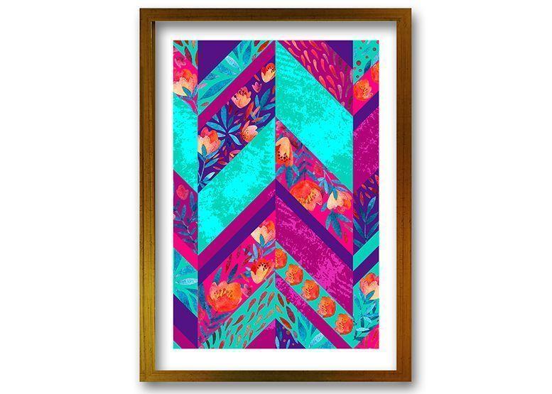 Cuadro 70x50 cm ilustración Flor Poligonal-0