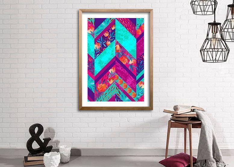 Cuadro 40x30 cm ilustración Flor Poligonal-1