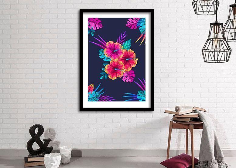 Cuadro 70x50 cm ilustración Hibiscus-1