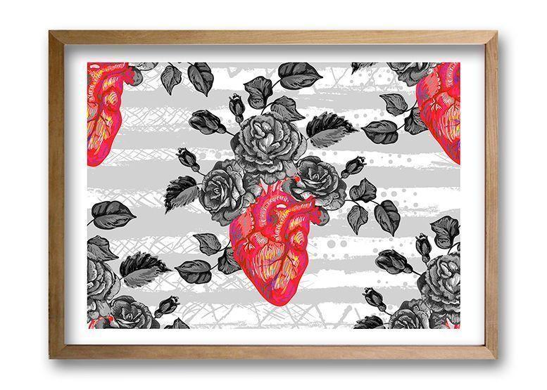 Cuadro 40x30 cm ilustración Amor gris-0