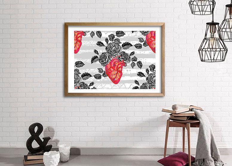 Cuadro 40x30 cm ilustración Amor gris-1