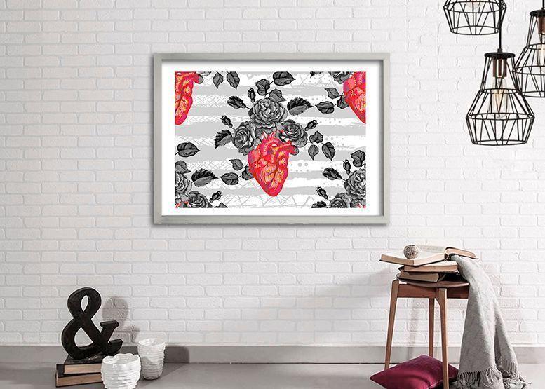 Cuadro 50x35 cm ilustración Amor gris-1