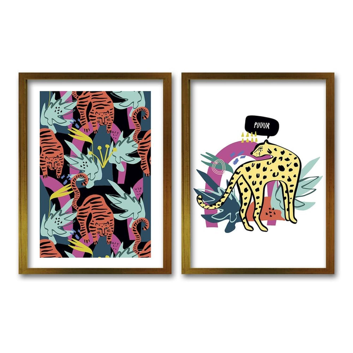 Cuadro Duo Dorado Tigre Fluor-0