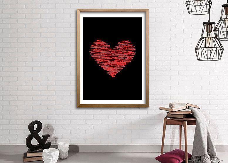 Cuadro ilustración Corazon lineal - 50x35 cm-1