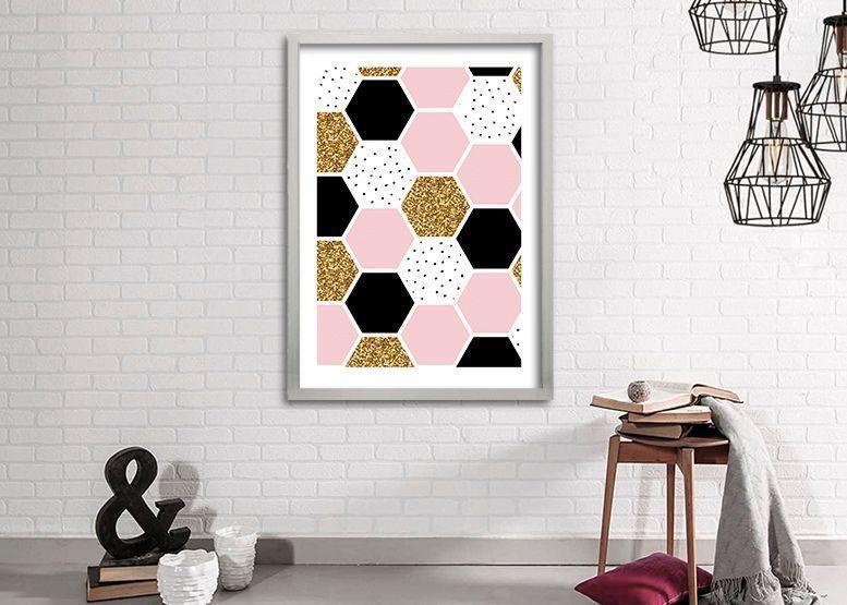 Cuadro 50x35 cm ilustración Panal rosa-1