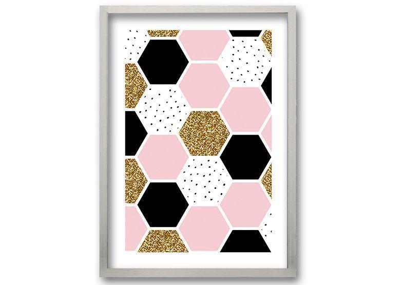 Cuadro 50x35 cm ilustración Panal rosa-0