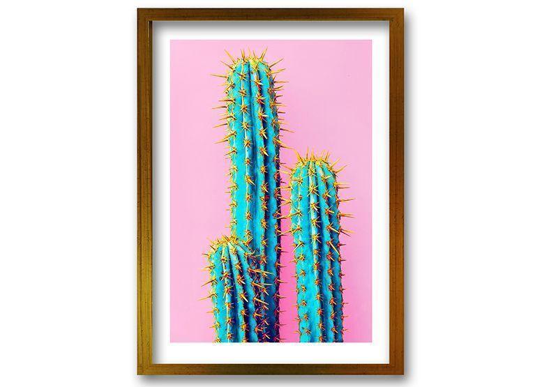 Cuadro 40x30 cm ilustración Cactus neon-0