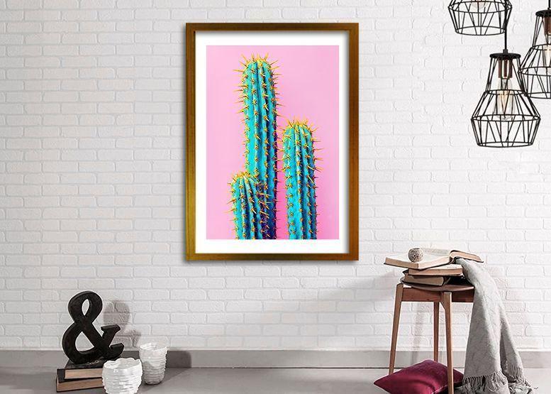 Cuadro 40x30 cm ilustración Cactus neon-1