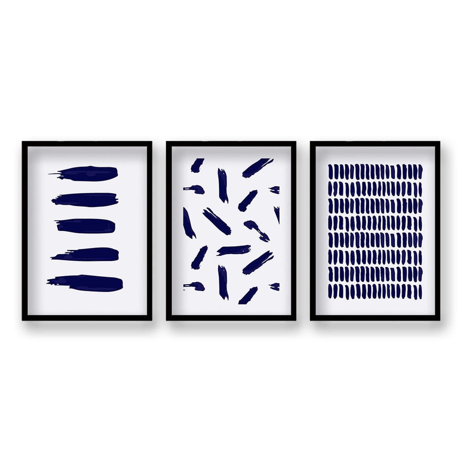Cuadro Trio Negro Azul - 40x30 cm-0