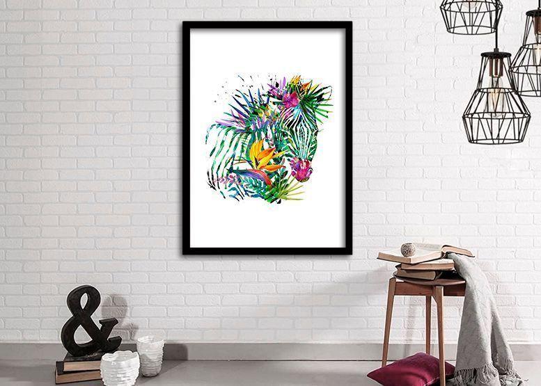 Cuadro 70x50 cm ilustración Color zebra-1