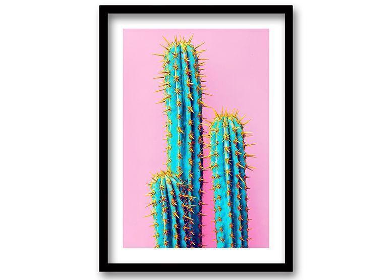 Cuadro 40x30 cm ilustración Cactus neon-0