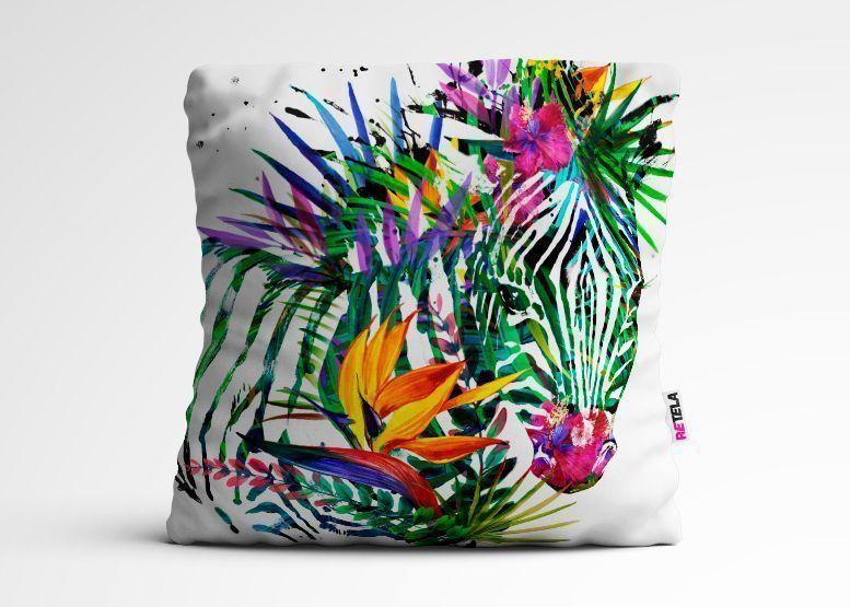 Cojin 45x45 cm ilustración Zebra multicolor-0