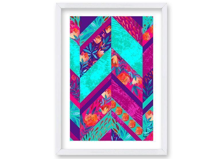 Cuadro 40x30 cm ilustración Flor Poligonal-0