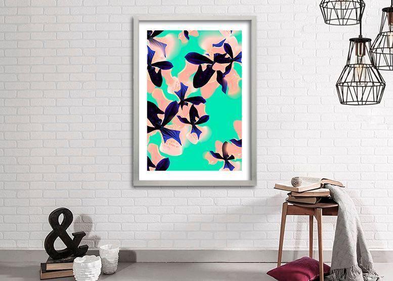 Cuadro 70x50 cm ilustración Flores neon-1