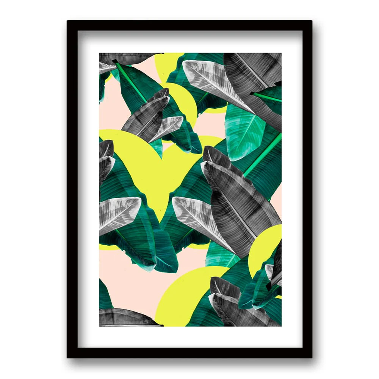 Cuadro Hojas Gris Amarillo-0