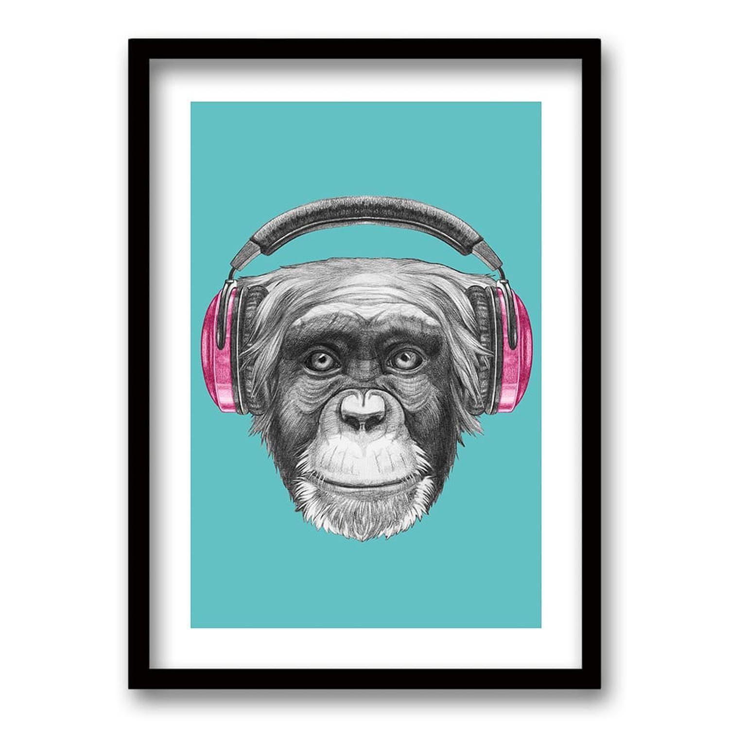 Cuadro Monkey Headphones-0