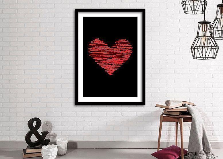 Cuadro ilustración Corazon lineal - 50x35 cm-1