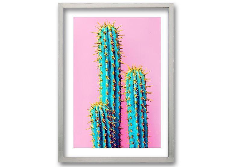 Cuadro 50x35 cm ilustración Cactus neon-0