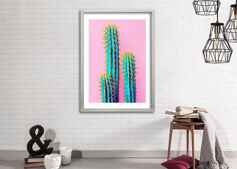 Cuadro 50x35 cm ilustración Cactus neon-1