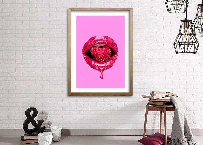 Cuadro ilustración Beso frutal - 70x50 cm-1