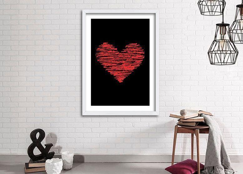 Cuadro ilustración Corazon lineal - 50x35 cm-1