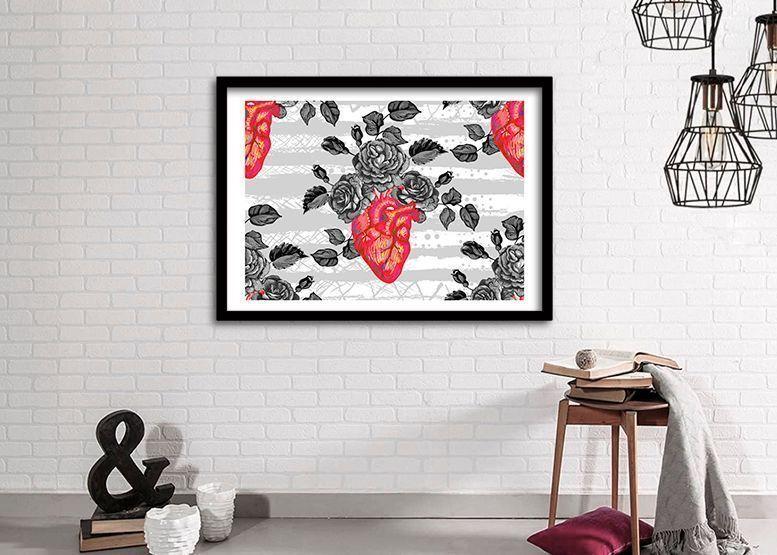 Cuadro 50x35 cm ilustración Amor gris-1