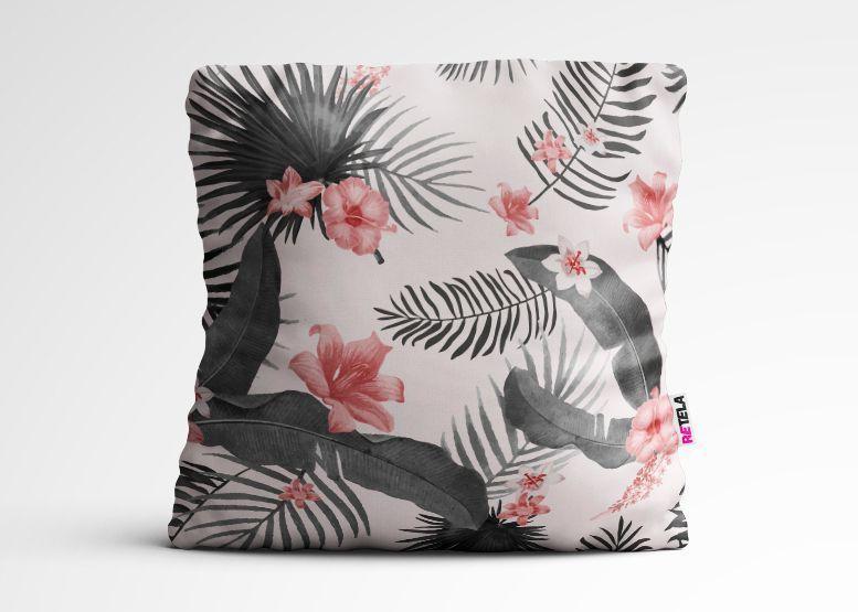 Cojin 45x45 cm ilustración Tropical rosa-0
