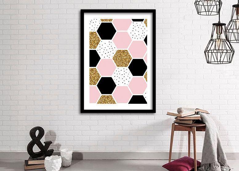 Cuadro 40x30 cm ilustración Panal rosa-1