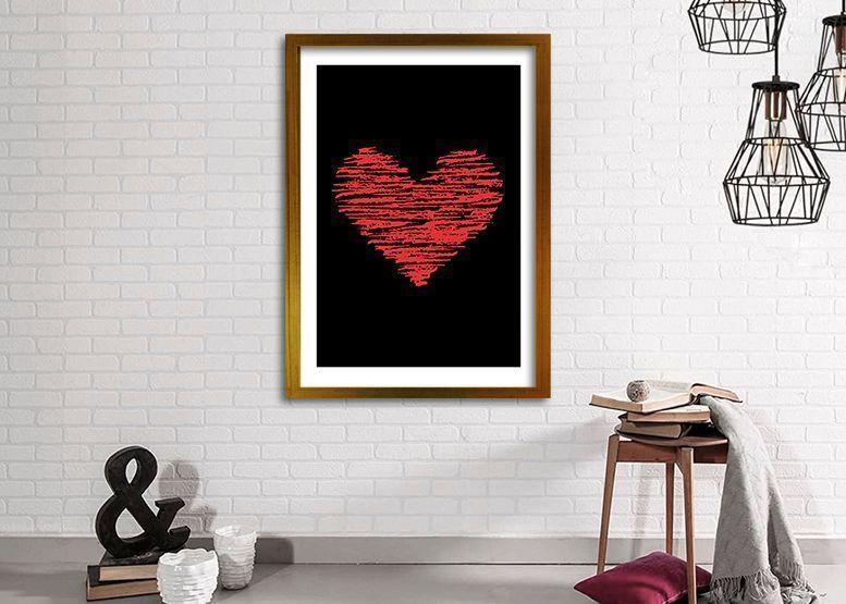 Cuadro ilustración Corazon lineal - 70x50 cm-1