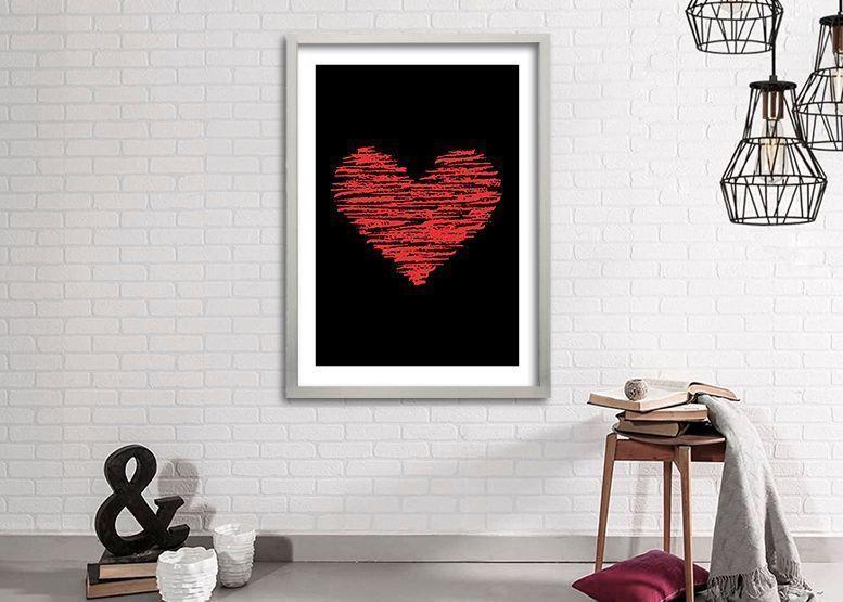 Cuadro 70x50 cm ilustración Corazon lineal-1