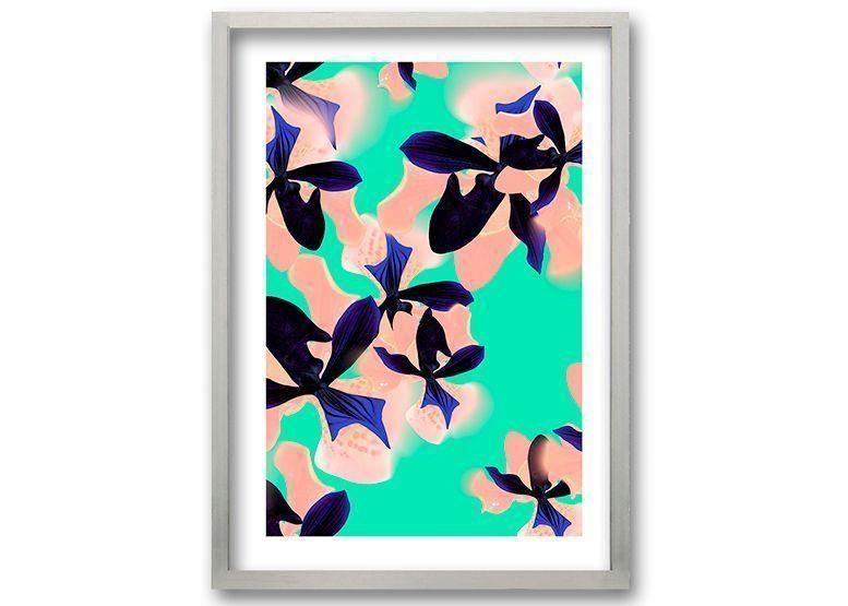 Cuadro 40x30 cm ilustración Flores neon-0