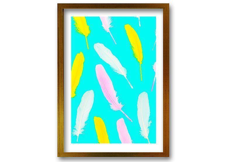 Cuadro 40x30 cm ilustración Plumas neon-0