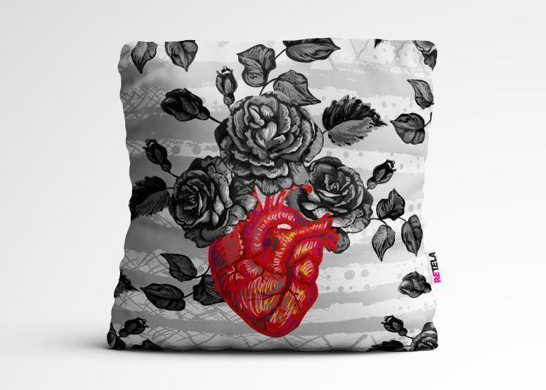 Cojin 45x45 cm ilustración Flor gris-0