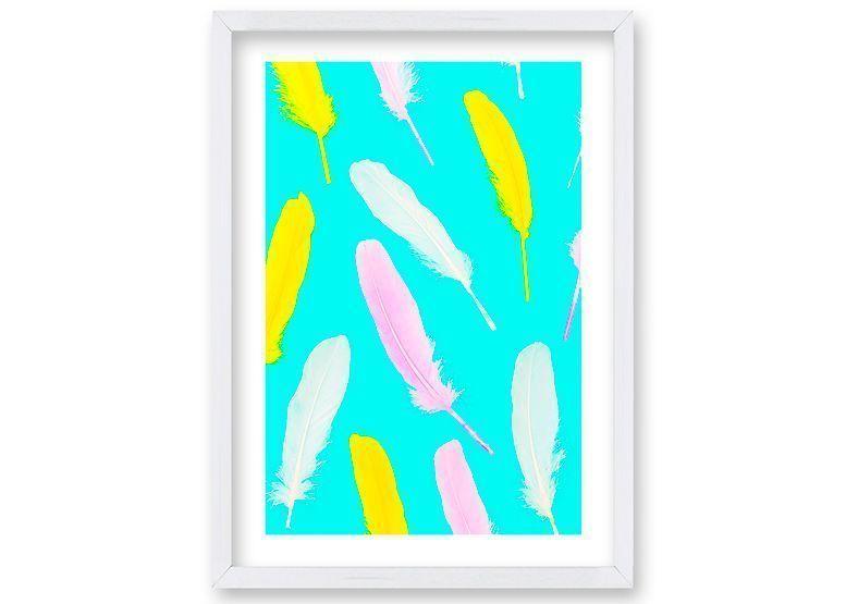 Cuadro ilustración Plumas neon - 50x35 cm-0