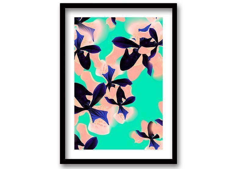 Cuadro ilustración Flores neon - 70x50 cm-0